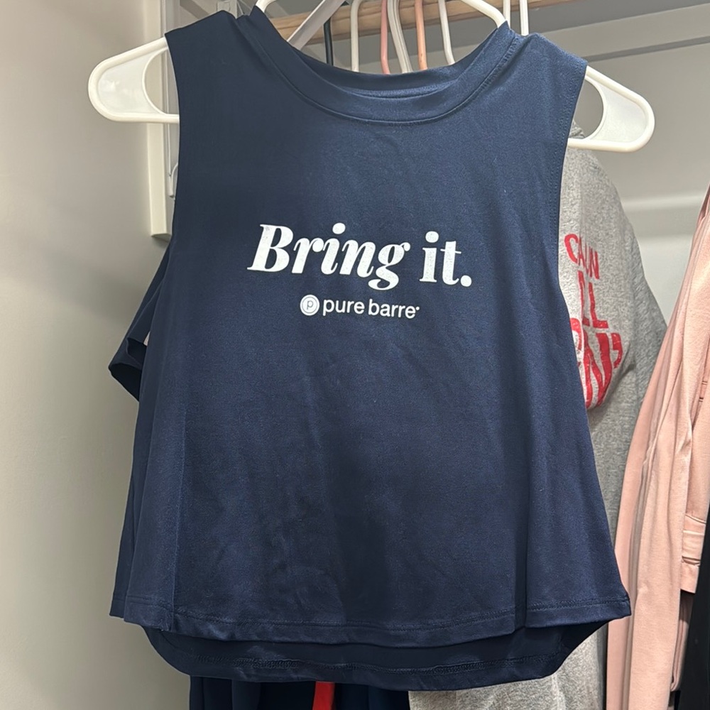 Pure Barre Blue Sleeveless Muscle Tee Crop
